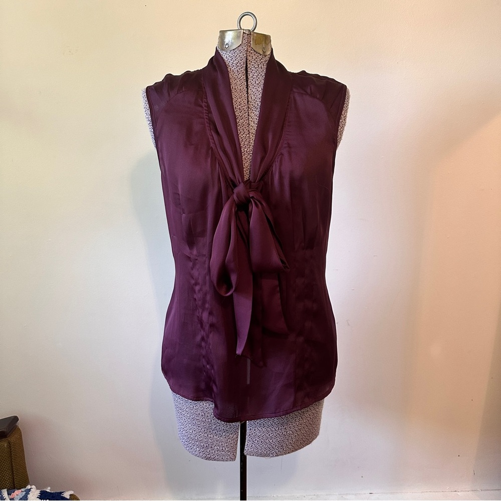 Vintage Fred David Plum Satin Bow Tank Top